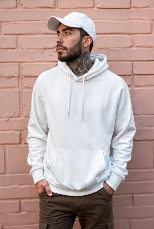 Stylish Hoodie Mockup Against Textured Pastel Pink Background