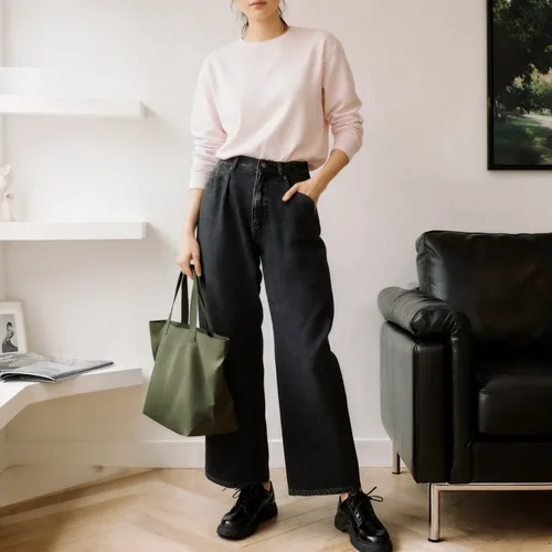Stylish Mockup of a Young Woman in a Sweatshirt