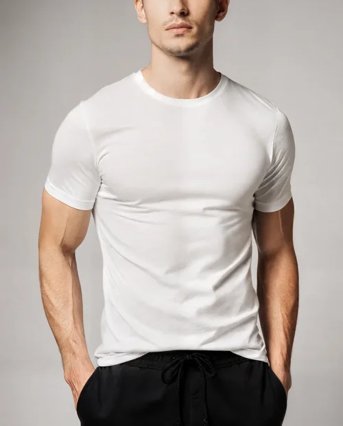 Stylish T-Shirt Mockup of a Confident Male Model