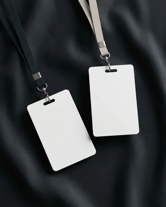 Minimalist Mockup of Blank ID Cards on Dark Background