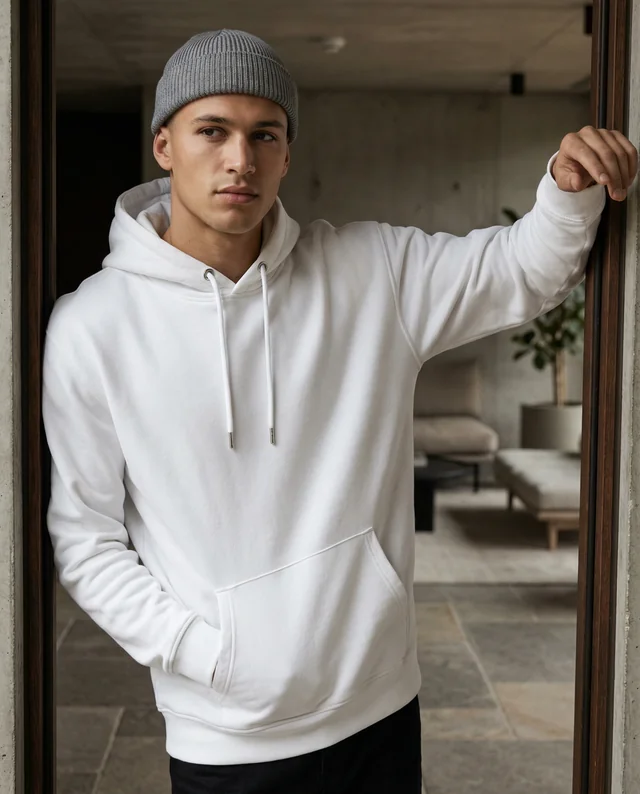 Stylish Mockup of a Casual Hoodie in Modern Interior