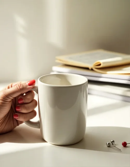 Bright Off-White Background Mockup of a Relaxing Mug Scene