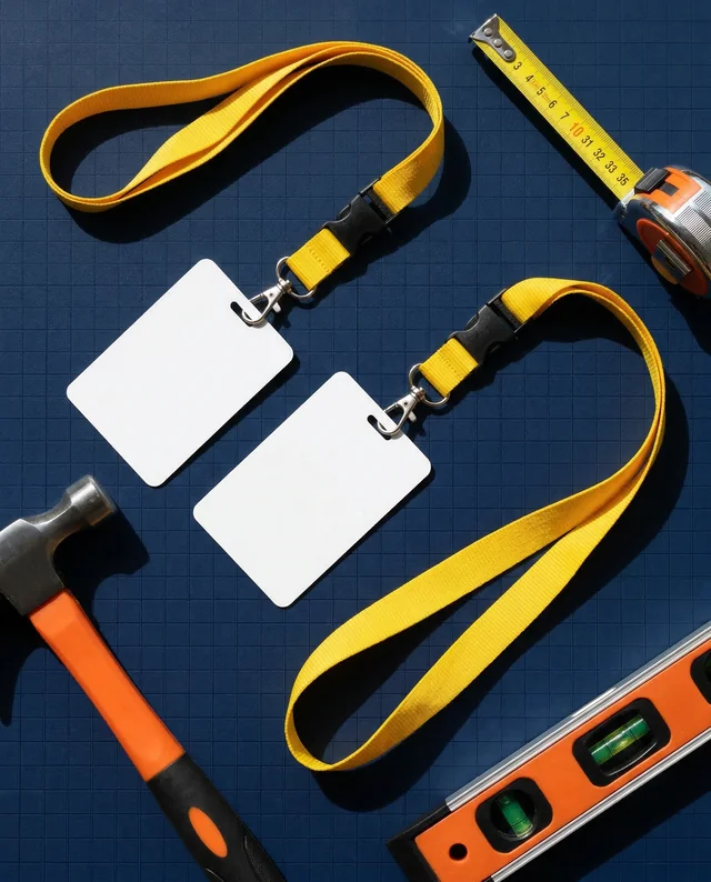 Professional Mockup of Blank ID Card with Tools Layout