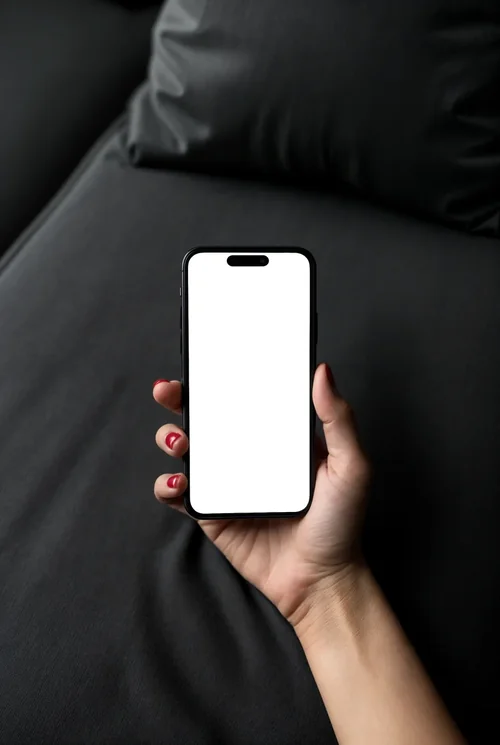 Black iPhone 16 Pro Max Mockup - Minimalist Photography