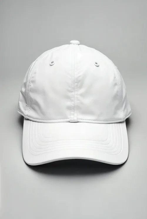 Mockup of a Minimalist White Baseball Cap Design
