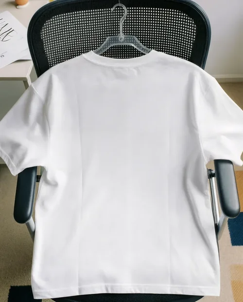 Stylish T-Shirt Mockup on Ergonomic Office Chair