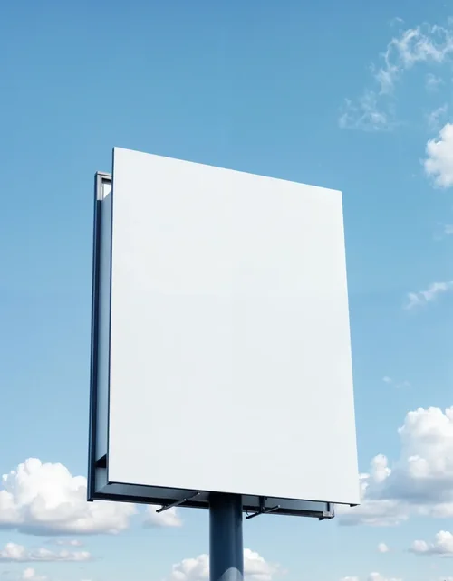 Mockup of a Large Blank Billboard Against Blue Sky