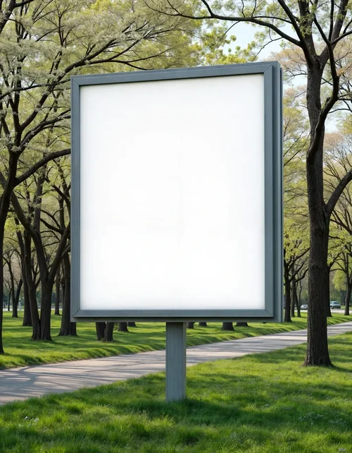 Mockup of a Billboard in a Tranquil Park Setting