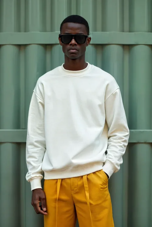 Stylish Sweatshirt Mockup Featuring Young Black Model