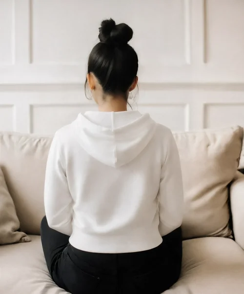 Cozy Hoodie Mockup of a Young Woman in Relaxing Setting