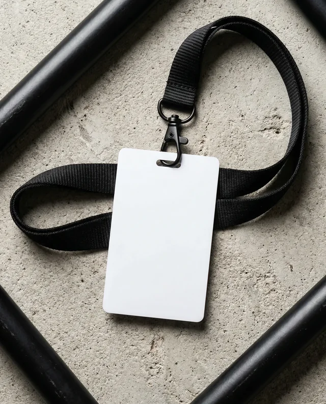 Modern Mockup of Blank ID Card with Black Lanyard