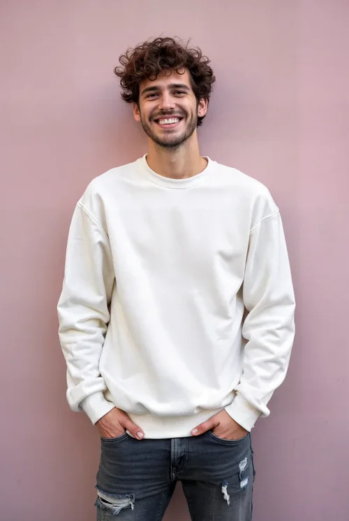 Stylish Mockup of a Cheerful Young Man in Sweatshirt