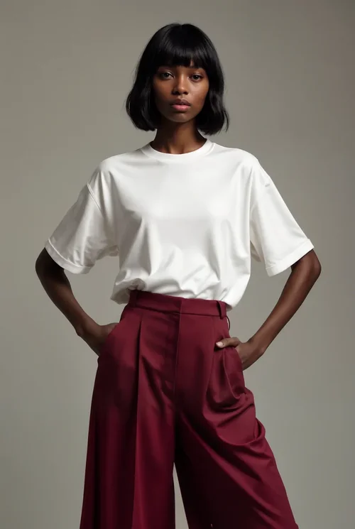 Stylish T-Shirt Mockup with Young Female Supermodel