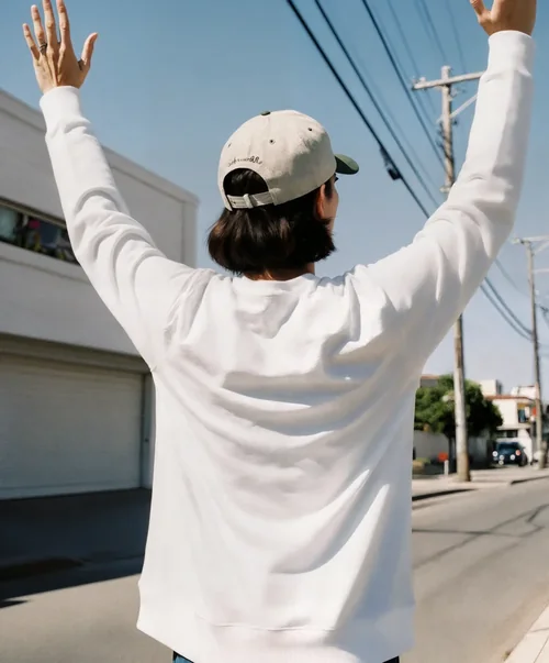 Joyful Sweatshirt Mockup on a Sunny Street