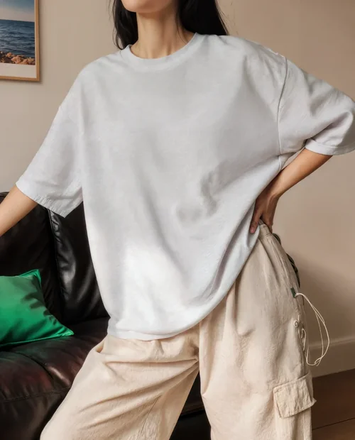 Stylish T-Shirt Mockup in Cozy Indoor Setting