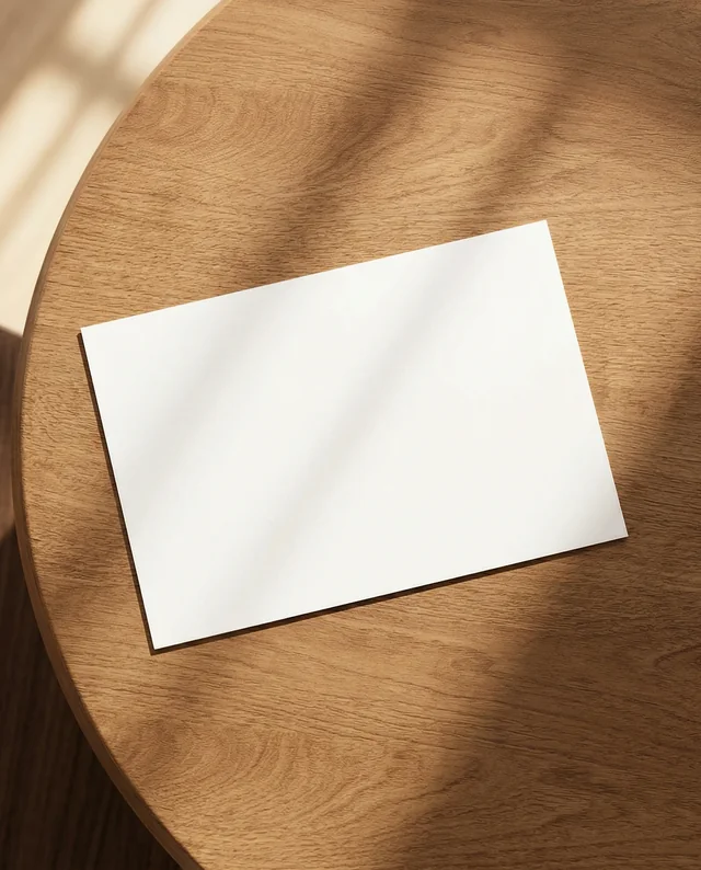 Minimalist Mockup of a Flyer on a Wooden Table