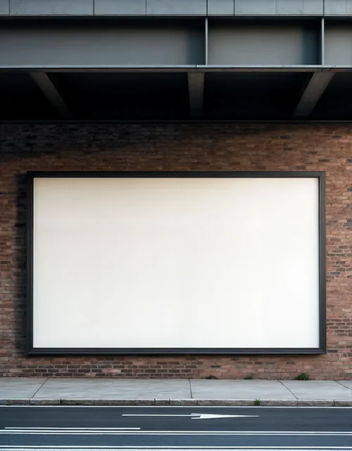 Urban Billboard Mockup on Brick Wall Under Overpass