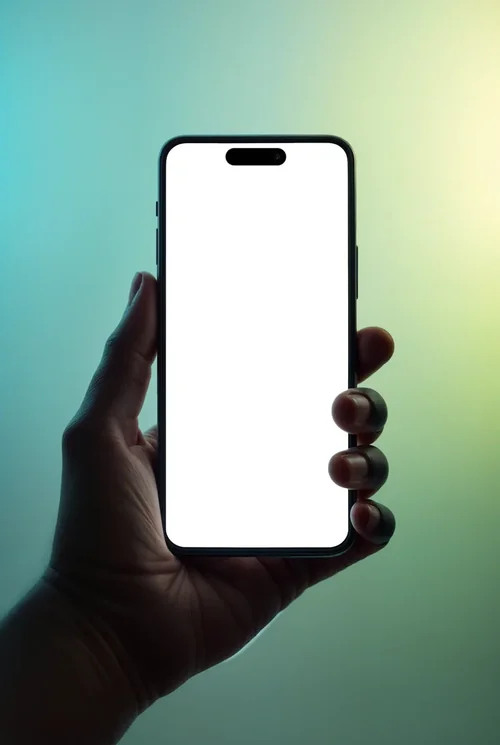 Realistic iPhone Mockup: Close-Up of Black iPhone 16 Pro Max