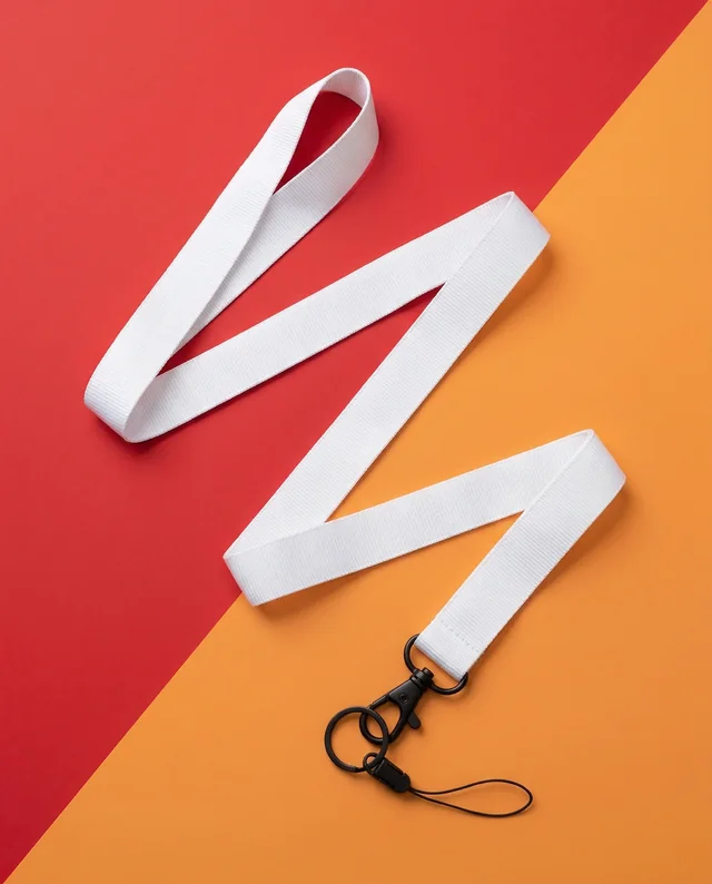 Elegant White Fabric Lanyard Mockup on Vibrant Background