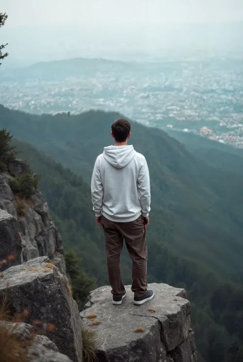 Misty Mountain Mockup with Colorful Hoodie Background