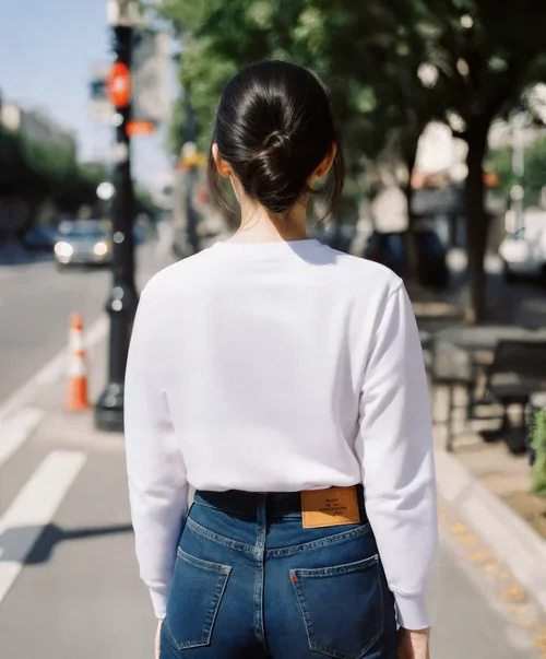 Stylish Sweatshirt Mockup of a Young Woman in the City