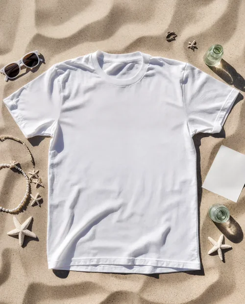 Beach Mockup T-Shirt with Relaxed Fit and Accessories