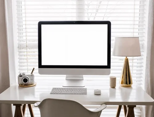 Modern iMac Mockup for a Minimalist Home Office Scene
