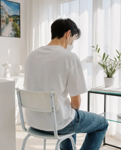 Stylish T-Shirt Mockup in a Bright Room Setting