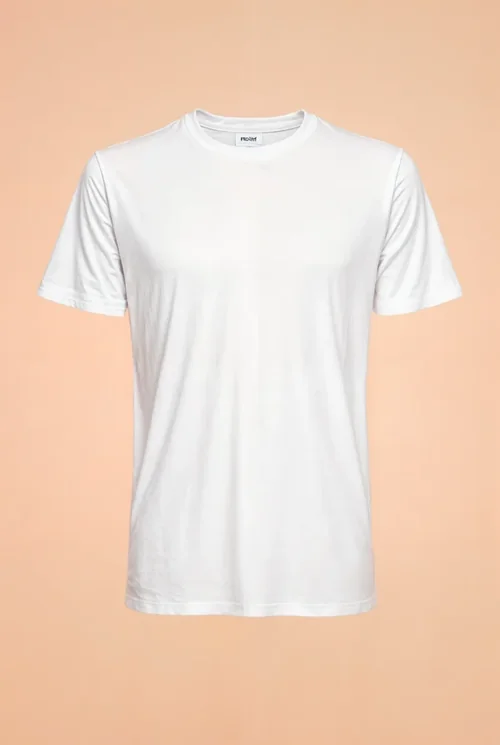 Minimalist T-Shirt Mockup on Light Peach Background