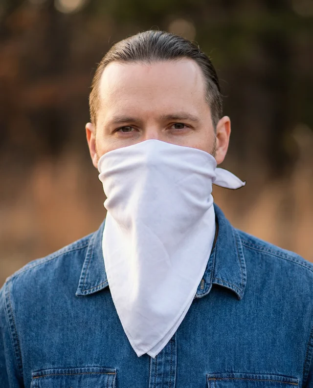 Rugged Man in Denim Jacket with White Bandana Mockup