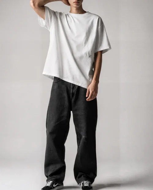 Stylish T-Shirt Mockup Featuring Young Male Model