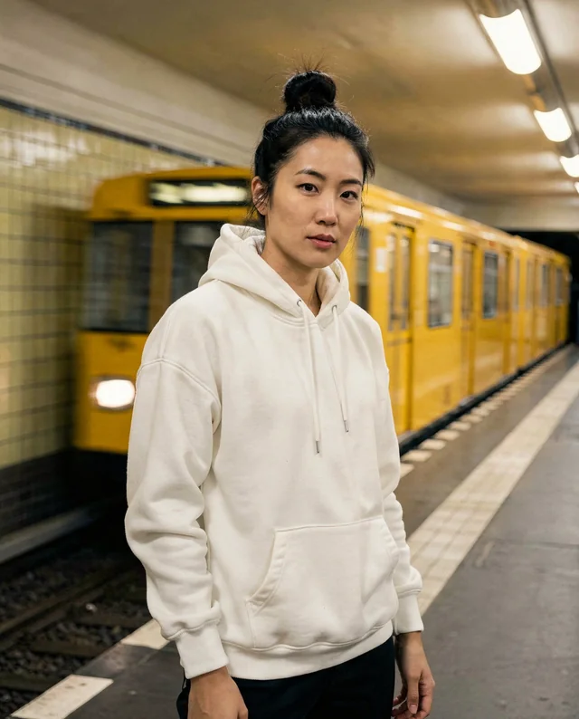 Urban Hoodie Mockup of Confident Young Woman