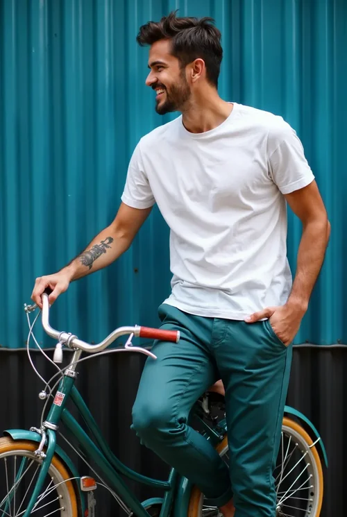 Stylish Mockup of T-Shirt on Casual Urban Portrait