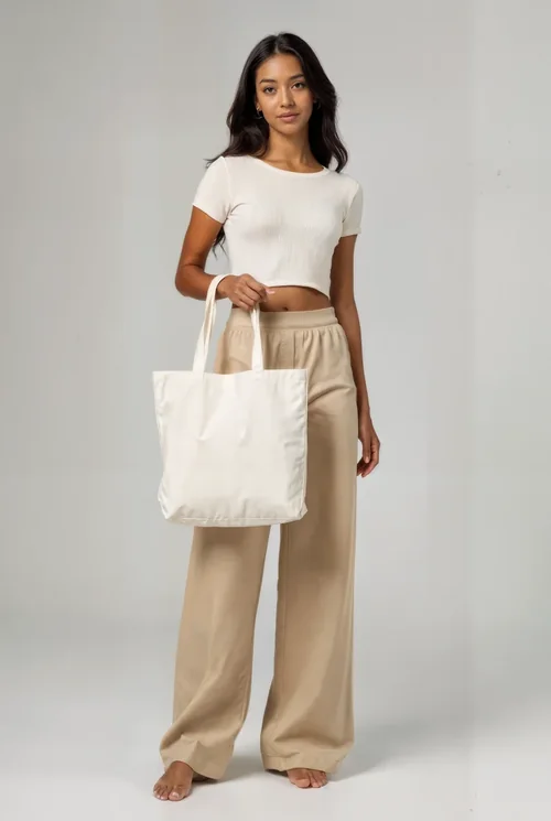 Stylish Tote Bag Mockup with Confident Young Woman