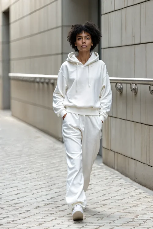 Mockup of Stylish White Hoodie Against Modern Urban Colors