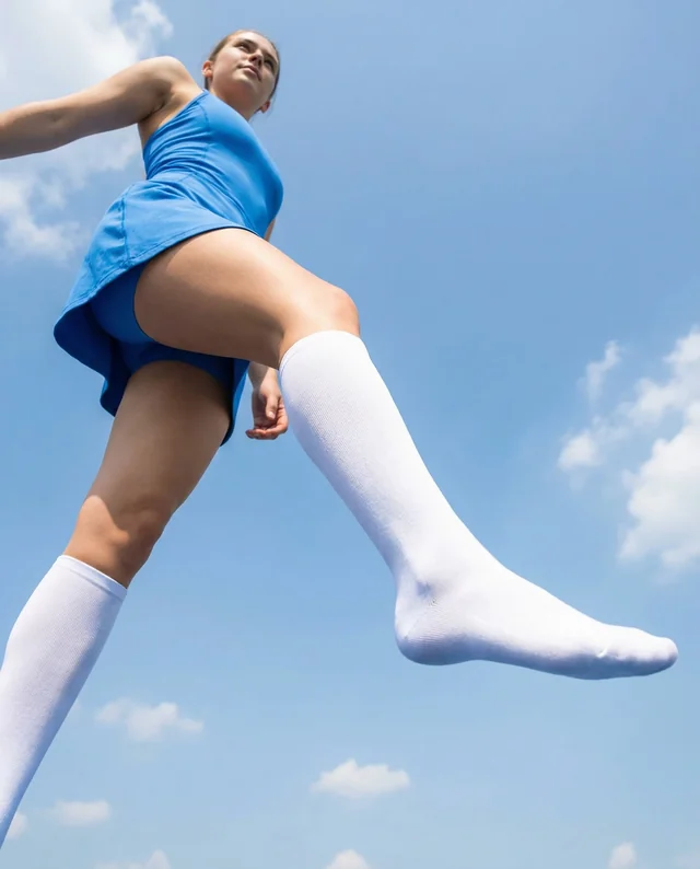 Dynamic Mockup of Young Woman in Athletic Socks