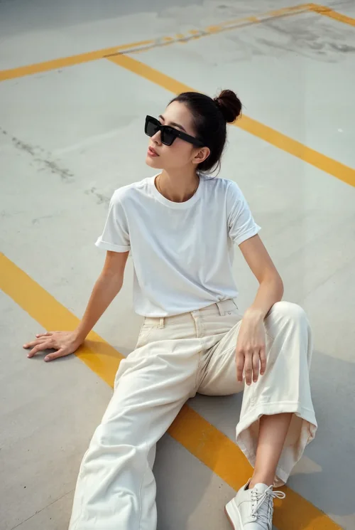 Mockup of T-Shirt on Light Background with Stylish Colors