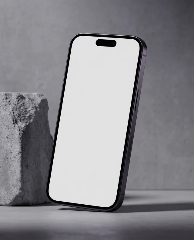 Minimalist iPhone Mockup on Textured Concrete Surface