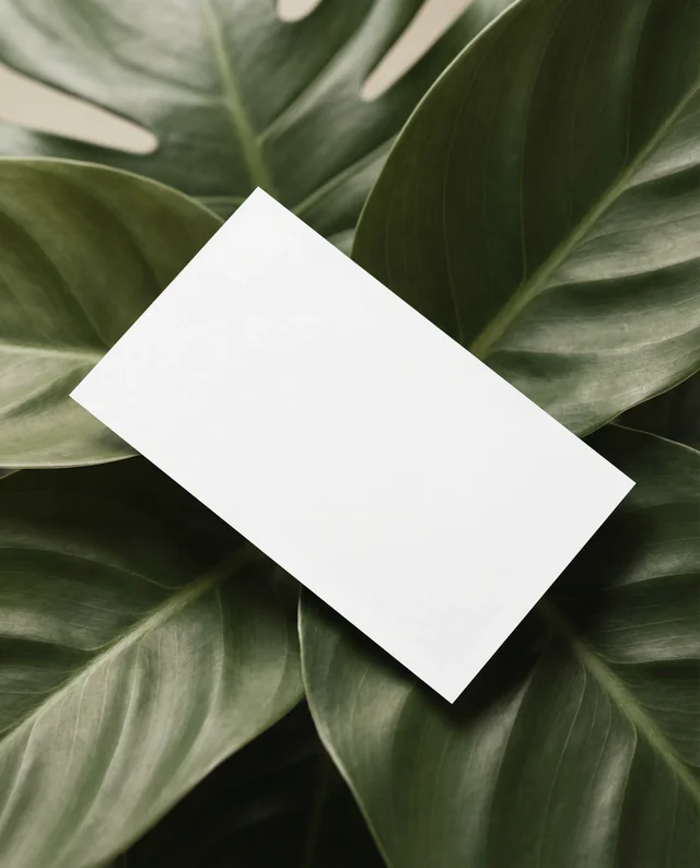 Elegant Mockup of Business Card on Monstera Leaves