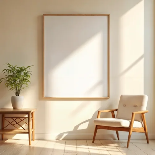 Cozy Poster Mockup with Light Colors and Warm Background