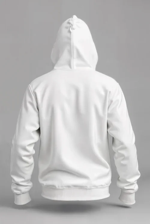 Mockup of White Hoodie on Soft Gray Background with Depth