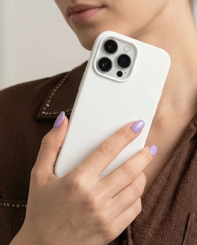 Stylish Mockup of a Phone Cover with Young Woman