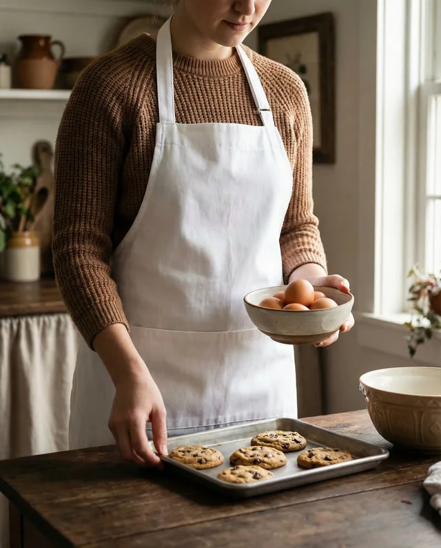 Cozy Kitchen Mockup of Woman Baking with Apron