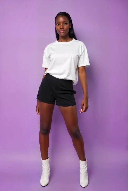 Pastel Purple Background T-Shirt Mockup for Stylish Women