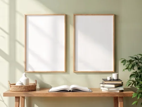 Serene Mockup Poster with Light Green Background and Colors