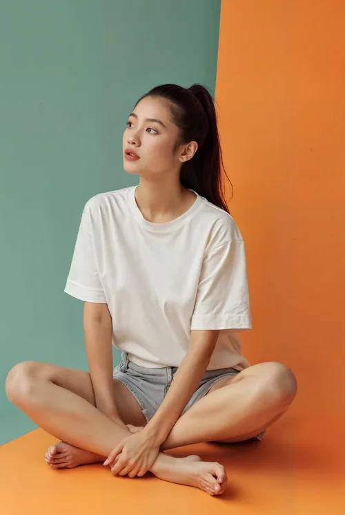 Vibrant Two-Tone Mockup T-Shirt Design with Background Colors