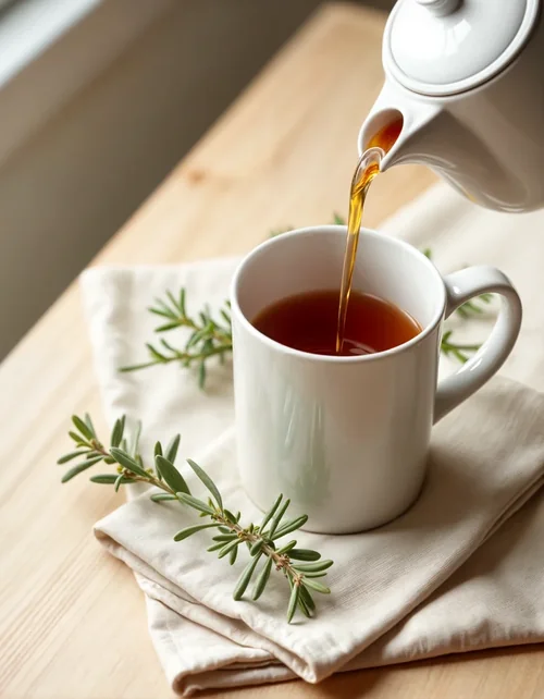 Elegant Mug Mockup on Light Beige Background with Green Accents