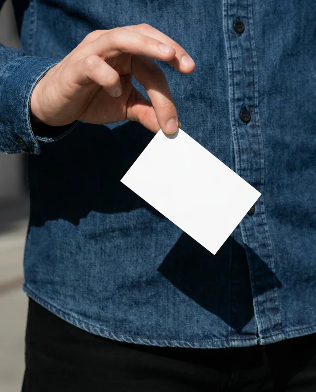Stylish Business Card Mockup in Casual Outdoor Setting