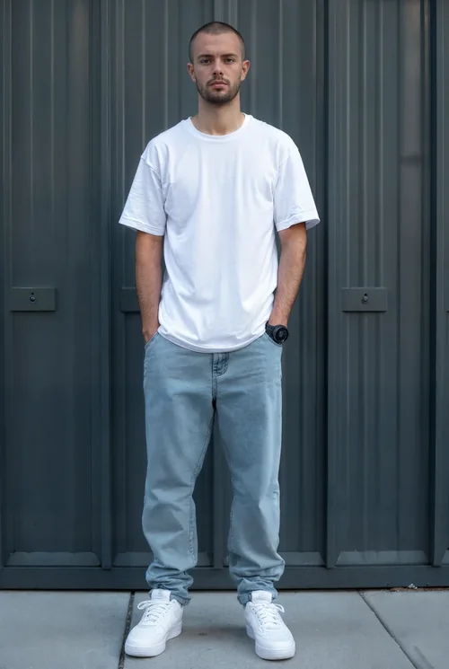 Mockup of T-Shirt Against Dark Gray Background with Colors