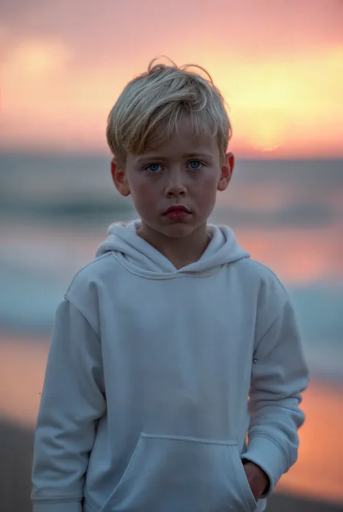 Vibrant Sunset Hoodie Mockup with Bold Colors in Background